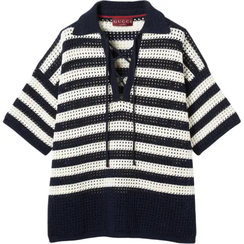 Gucci Striped Knit Polo Shirt