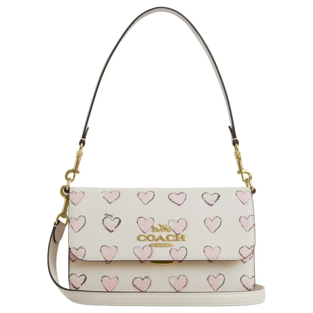 COACH Brynn Cow Leather Shoulder Bag, Crossbody Bag Medium Women's Chalk White