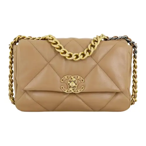 CHANEL 19Bag Sheepskin Shoulder Bag, Crossbody Bag Small Women's Brown
