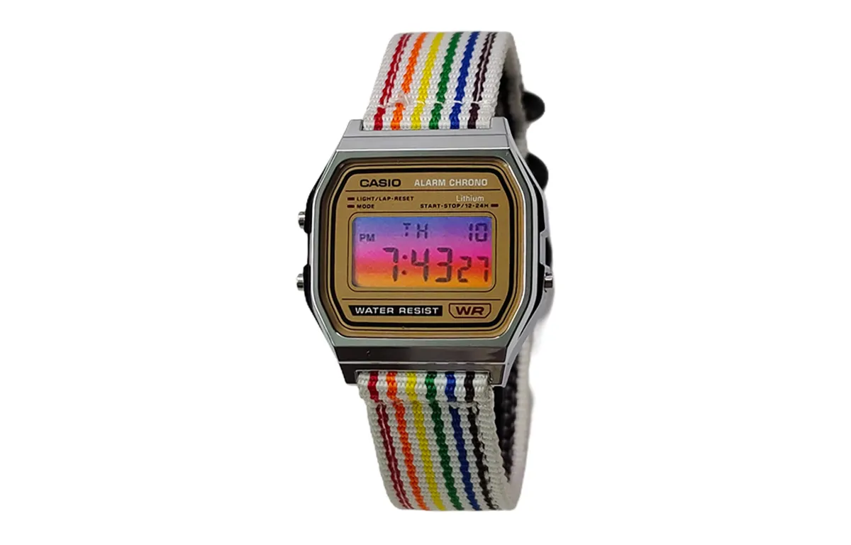 CASIO Custom Collection Quartz Movement Nylon Strap Watch Men's Watches Gold Dial