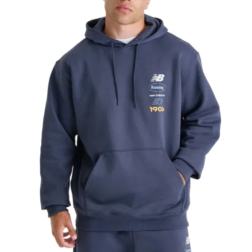 New Balance Sweatshirts Men's Marine Blue Hooded Moderate