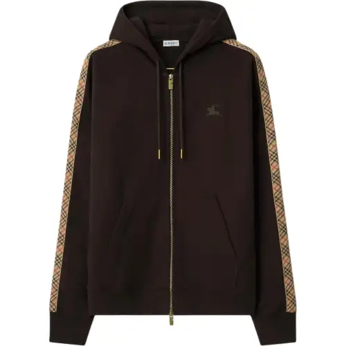 Burberry Check trimmed Zip Hoodie