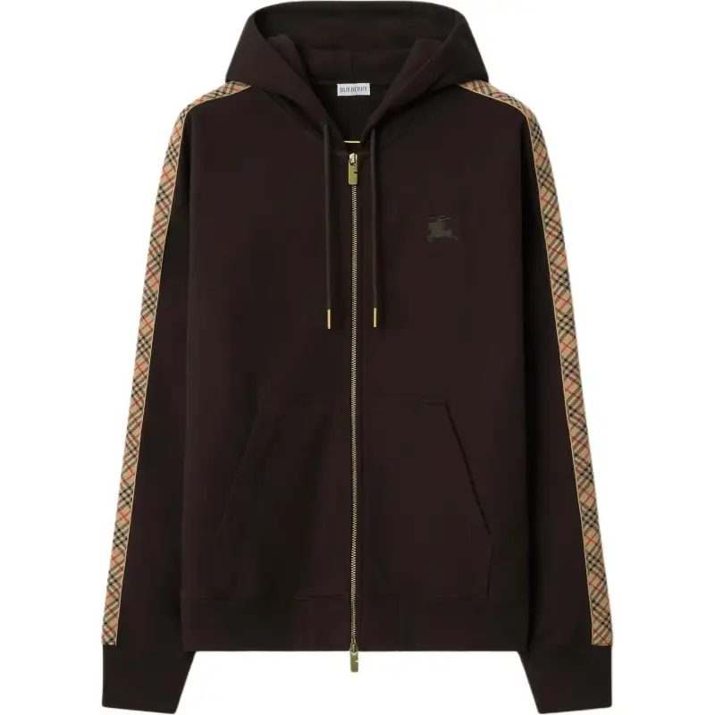 Burberry Check trimmed Zip Hoodie