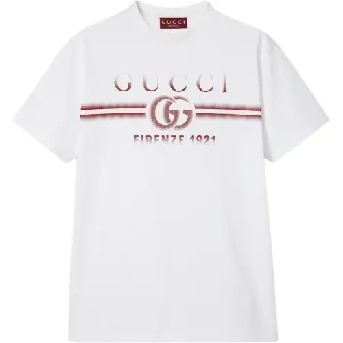 GUCCI Logo Printed Jersey T Shirt