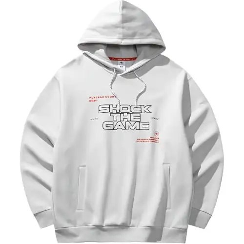 Anta Basketball Collection Letter Hooded Comfortable And Breathable Versatile Loose Fit Fleece Lined Thermal Sweatshirt