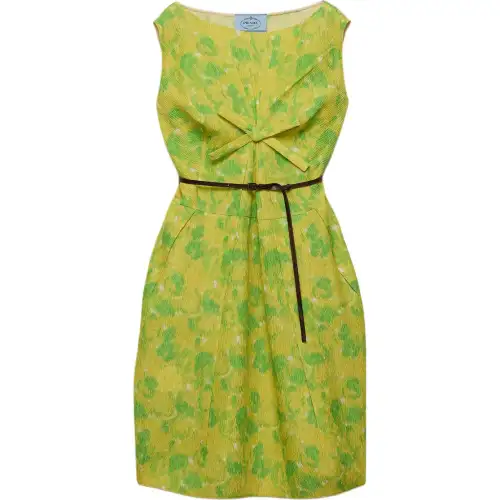 Prada floral-print bow-detail mini dress