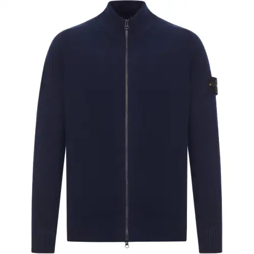 Stone Island Logo Patch Zip-Up Cardigan