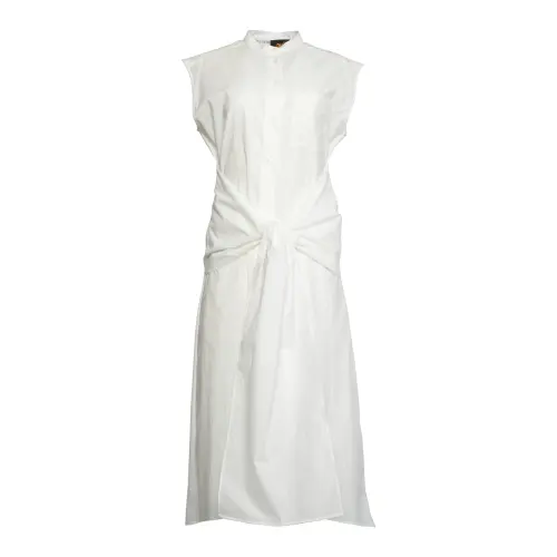 LOEWE Sleeveless Dresses Women's White Shirt Collar Moderate Mid Length