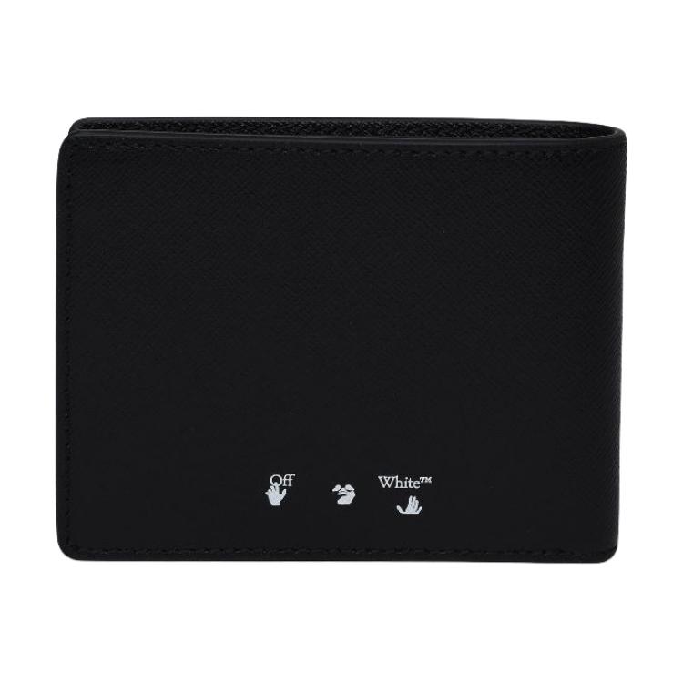 Мужской кошелек OFF-WHITE Leather Wallet (черно-белый) — фото 3
