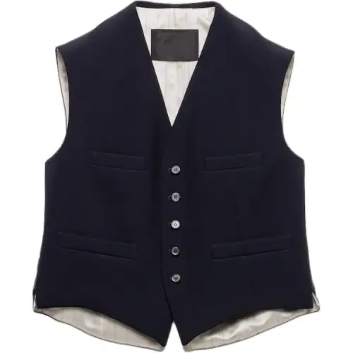 PRADA Vests Men's Blue V Neck Moderate Other