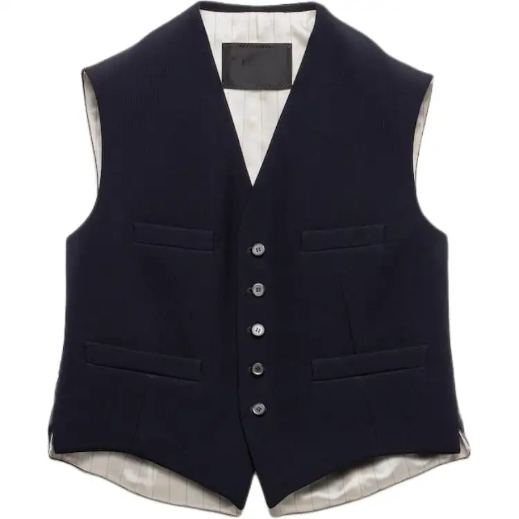 PRADA Vests Men's Blue V Neck Moderate Other