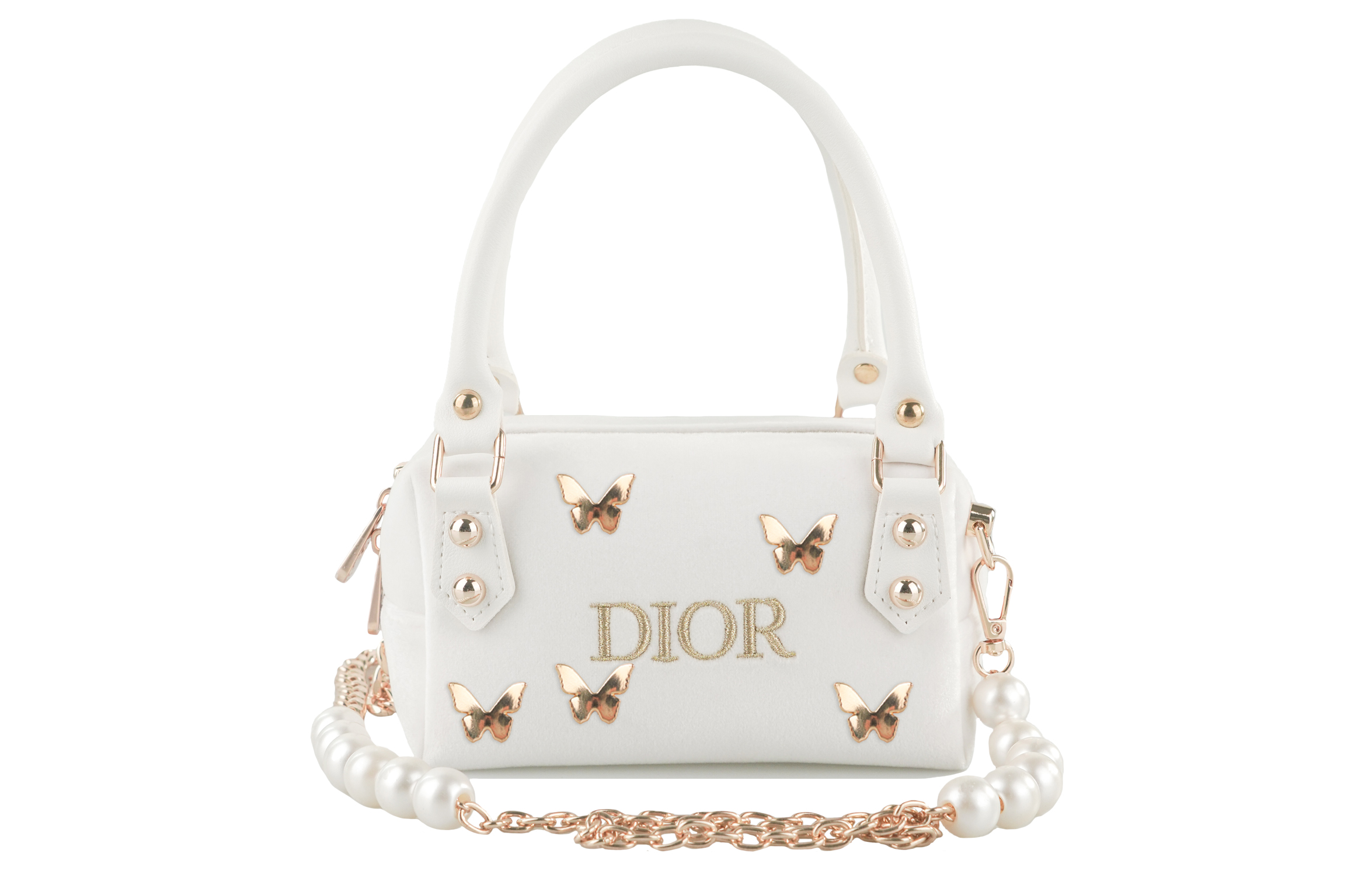 Сумка Dior RISK (бело-золотая с бабочками)