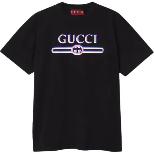 GUCCI Logo Printed Crewneck T Shirt