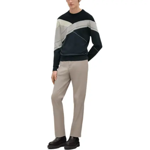 HERMES Sweaters Men's Slate Gray Crew Neck Moderate