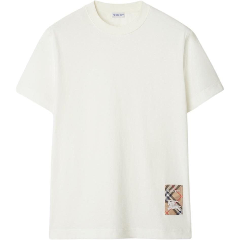 Мужская футболка Burberry Burberry FW24 Check Label Cotton T-Shirt LogoT (белая)