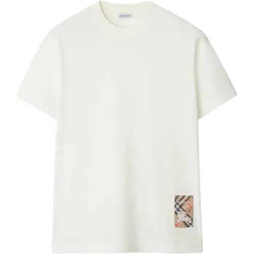 Burberry Check Patch Crewneck T-Shirt