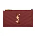 SAINT LAURENT Monogram Calfskin Card Holder Women's Vibrant Red
