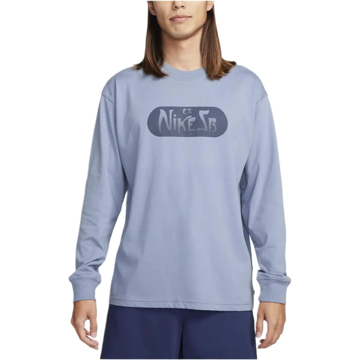 Nike T-Shirts Men's Blue Crew Neck Moderate Straight Fit