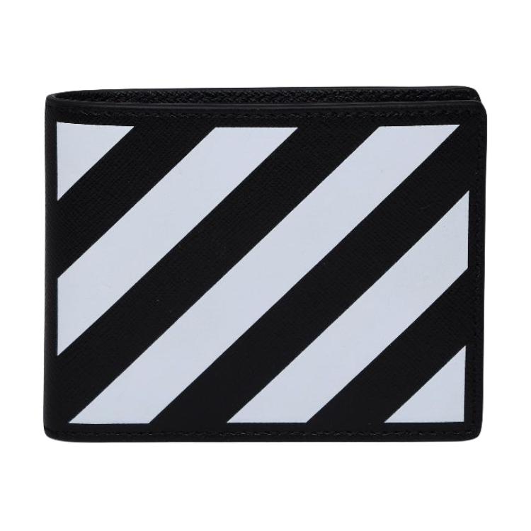 Мужской кошелек OFF-WHITE Leather Wallet (черно-белый)