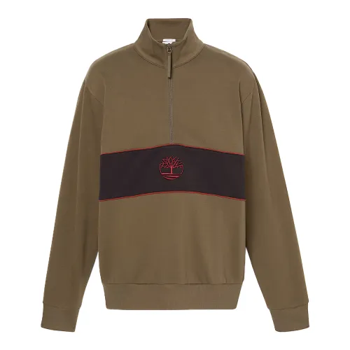 Timberland Sweatshirts Unisex Green Stand Collar Moderate