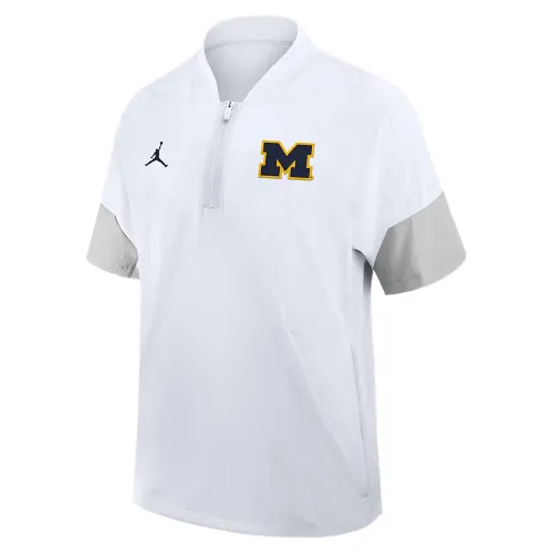 Jordan Michigan Sideline Coach Men's Nike Jordan Brand 1/2-Zip Short-Sleeve Jacket