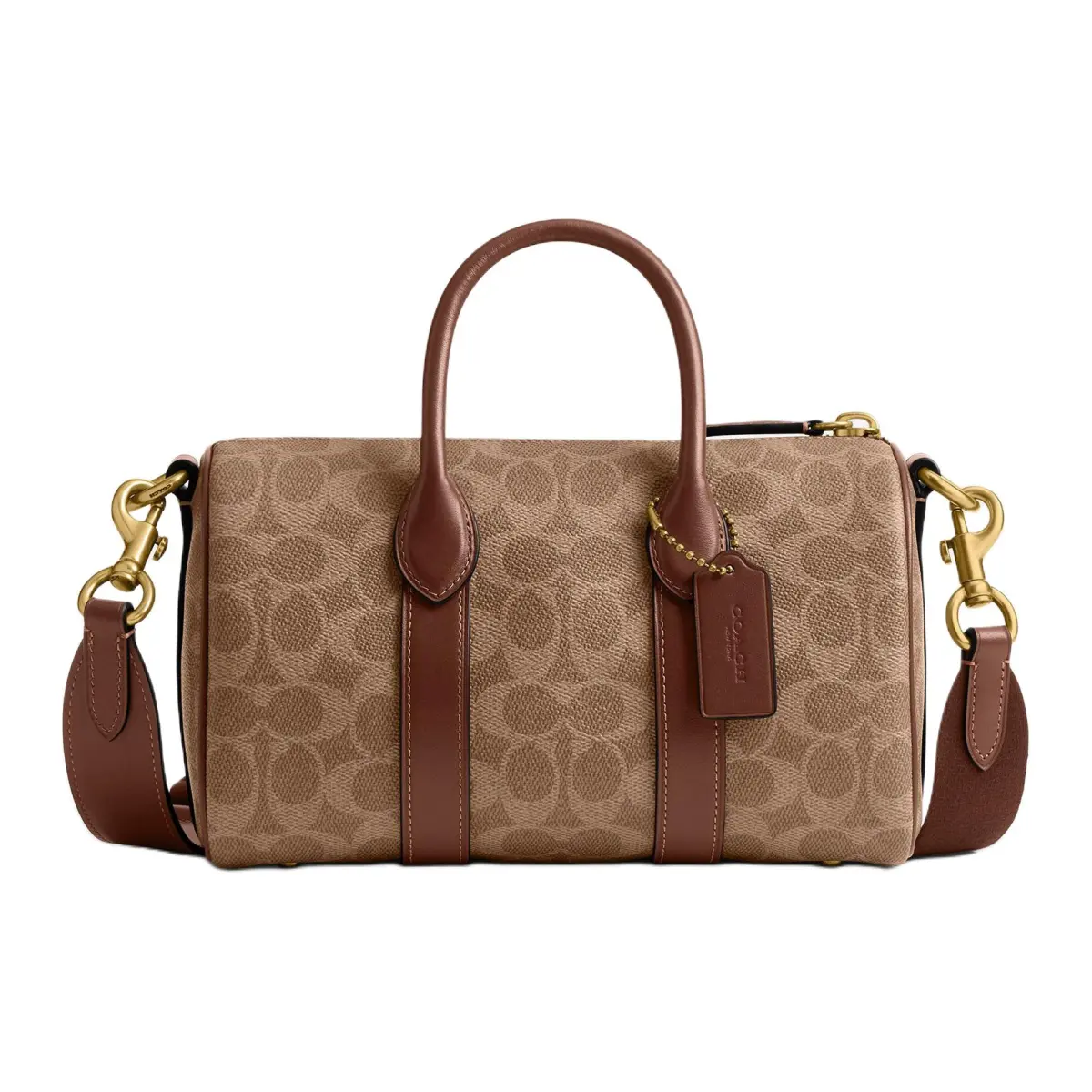 COACH Artificial Leather Handbag Medium Unisex Brown Yellow