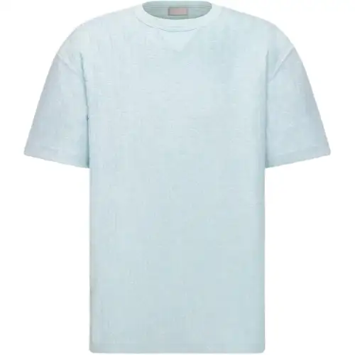DIOR T Shirts Men's Blue Crew Neck Moderate Straight Fit