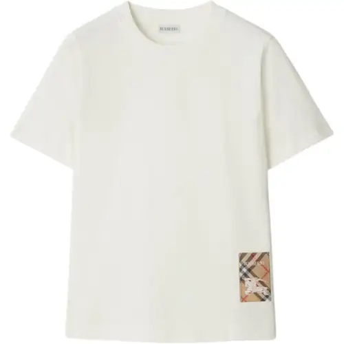 Burberry Checked Patch Crewneck T-Shirt