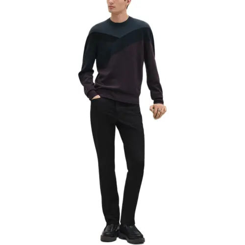 HERMES Sweaters Men's Dark Reddish Purple Crew Neck Moderate