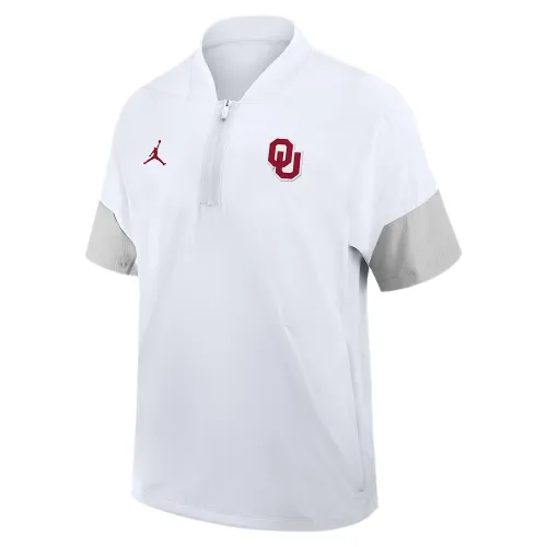 Jordan Oklahoma Sideline Coach Men's Jordan Brand College 1/2 Zip Short Sleeve Hooded Jacket