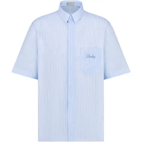DIOR Shirts Men's Blue Lapel Moderate