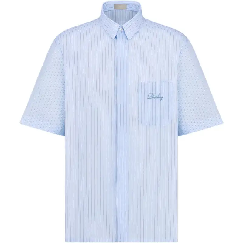 DIOR Shirts Men's Blue Lapel Moderate