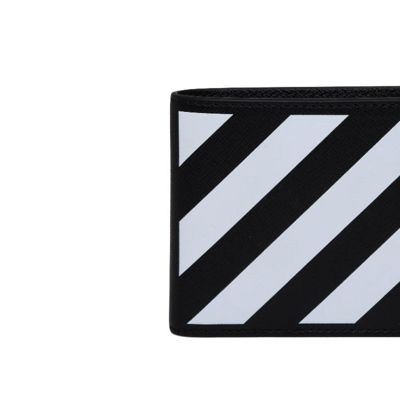 Мужской кошелек OFF-WHITE Leather Wallet (черно-белый) — фото 6