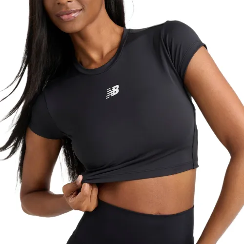 New Balance T Shirts Women's Black Crew Neck Moderate