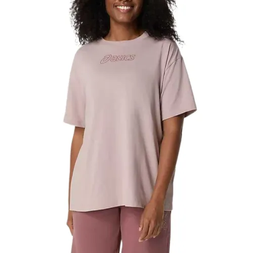ASICS T Shirts Women's Pink Crew Neck