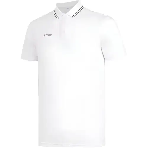 Li Ning Fitness Series Polo Shirts Men's White Polo Collar Moderate Straight Fit