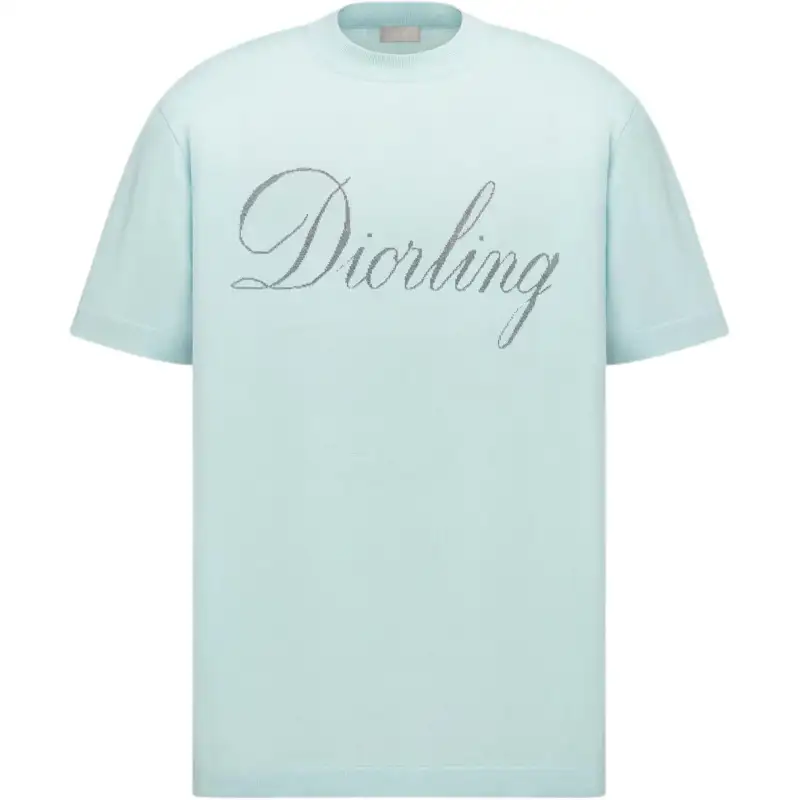 DIOR T Shirts Men's Blue Crew Neck Moderate