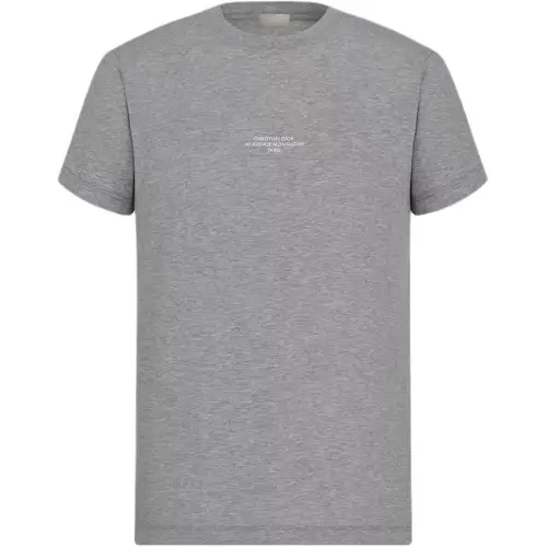 DIOR T Shirts Men's Gray Crew Neck Moderate Straight Fit