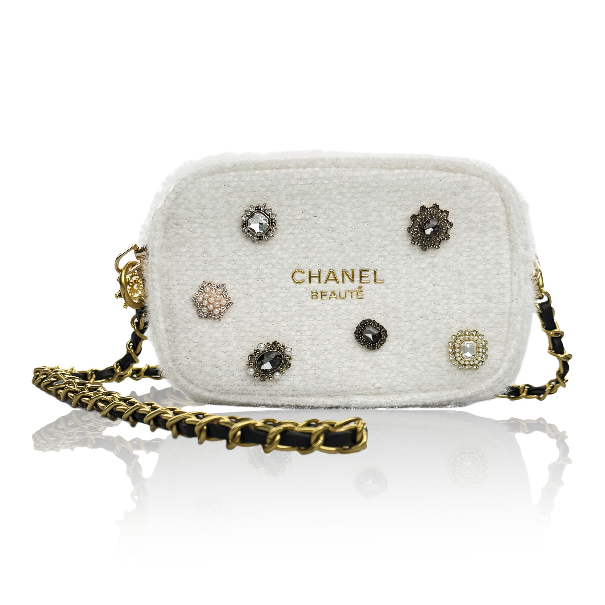 Женская сумка Chanel (бело-золотая)