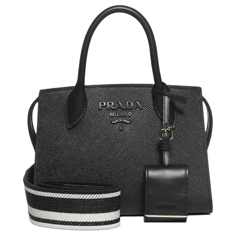 PRADA Leather Tote Bag, Shopping Bag, Handbag Unisex Black