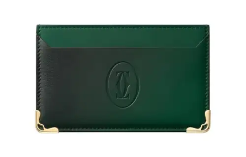CARTIER Must De Cartier Cow Leather Card Holder Women's Gradient Green