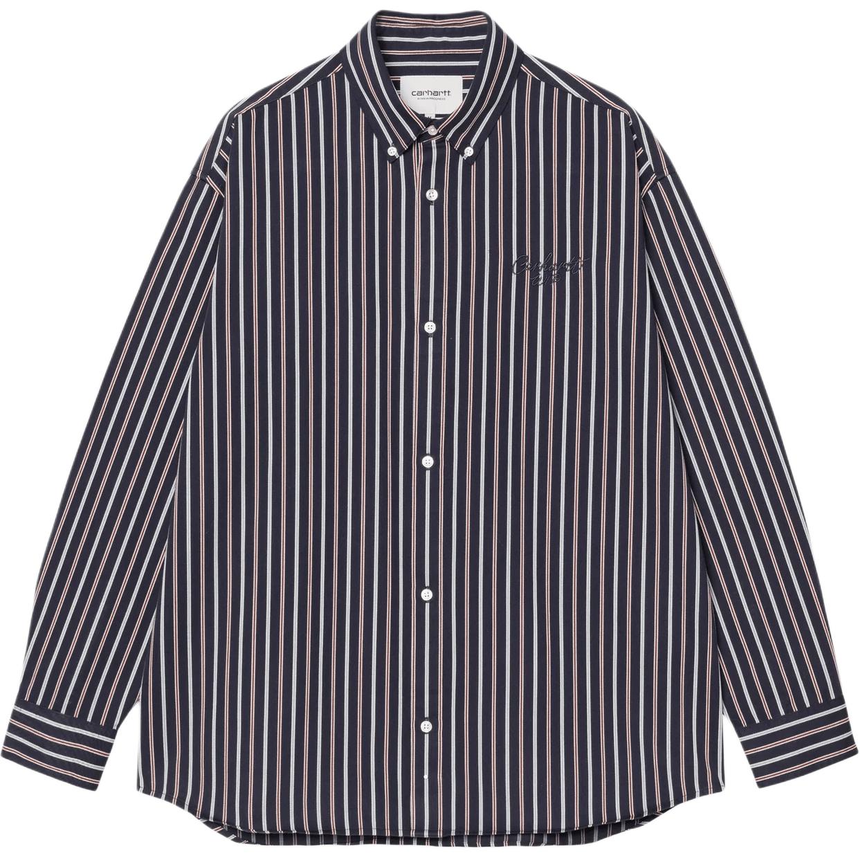 Рубашка Carhartt WIP FW25 Palance Stripe Shirt (синяя в полоску)