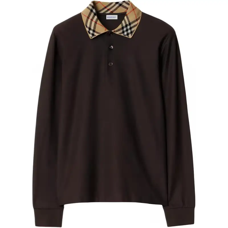 Burberry Check Collared Long Sleeved Polo Shirt