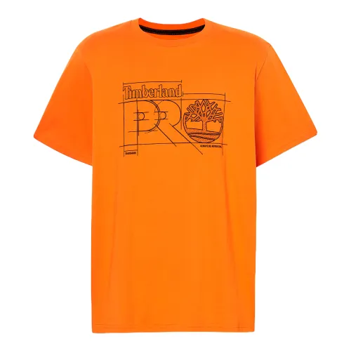 Timberland T Shirts Men's Orange Crew Neck Moderate