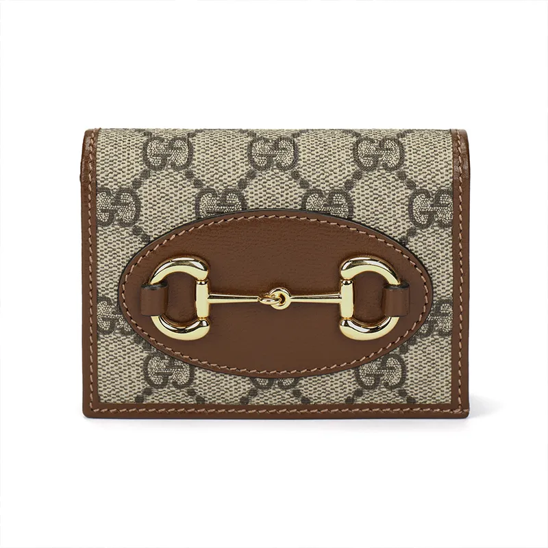 GUCCI Horsebit 1955 Canvas With Leather Canvas Bag, Wallet, Card Holder Unisex Ebony/Brown