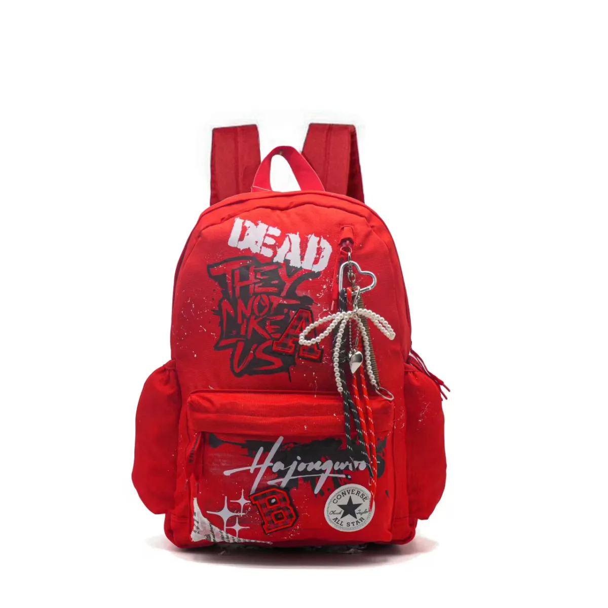 Converse Polyester Rock Graffiti, Footprint Innovation Backpack Unisex Black White