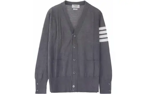 THOM BROWNE 4 Bar Stripe V Neck Cardigan