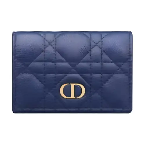 DIOR Caro Soft Calfskin Wallet Extra Small Women's Blue