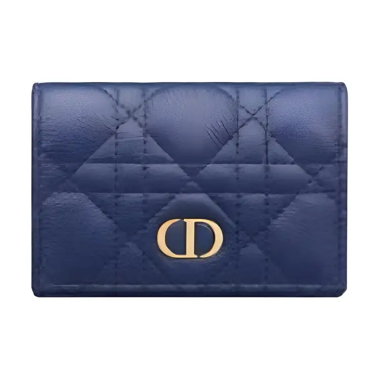 DIOR Caro Soft Calfskin Wallet Extra Small Women's Blue