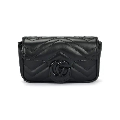 GUCCI GG Marmont Leather Shoulder Bag, Crossbody Bag Extra Mini Women's Black